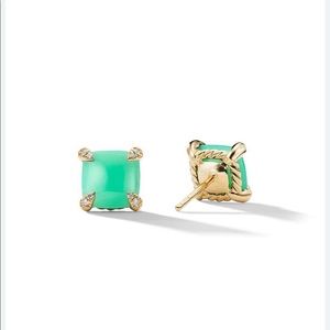Châtelaine Earrings with Chrysoprase and Diamonds in 18K Gold Never Worn